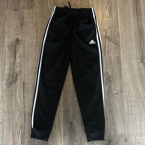 Adidas Kids Black Joggers with White Stripes